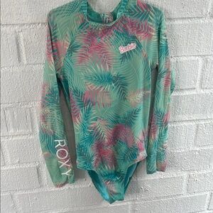 Roxy Barbie Tropical Leaf Long Sleeve Swimsuit sz 10-12